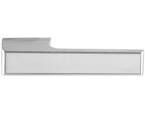 Atlantic Tupai Versaline Tobar Designer Door Handles On Rectangular Rose, Satin Chrome T3089LMBSC SATIN CHROME WITH BLACK DECORATIVE PLATE