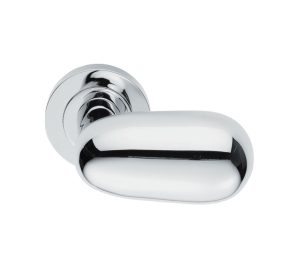 Manital Uovo Door Handles On Round Rose, Polished Chrome (Sold In Pairs)