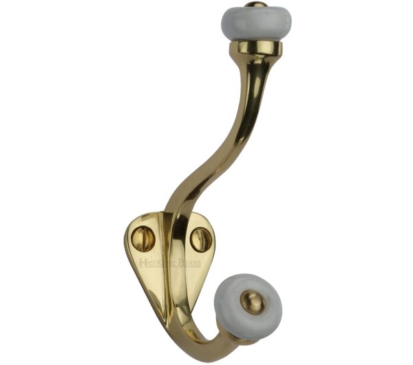 Heritage Brass Large Hat & Coat Hook (93Mm Height), Polished Brass