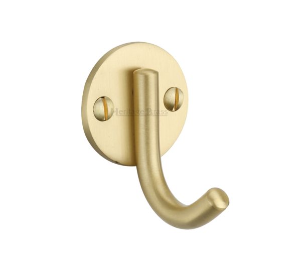 Heritage Brass Modern Single Robe Hook (52Mm Height), Satin Brass