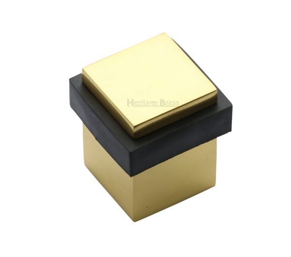 Heritage Brass Square Floor Mounted Door Stop (30Mm X 30Mm), Polished Brass