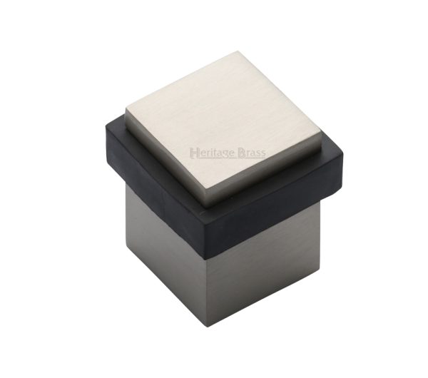 Heritage Brass Square Floor Mounted Door Stop (30Mm X 30Mm), Satin Nickel