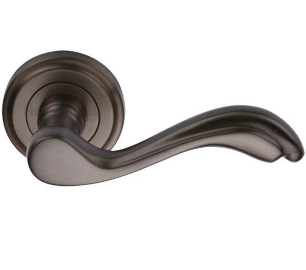 Heritage Brass Lisboa Matt Bronze Door Handles On Round Rose