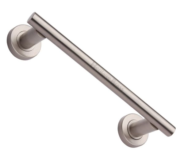 Heritage Brass Pull Handle On Rose, Satin Nickel -