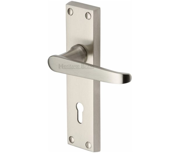 Heritage Brass Victoria Satin Nickel Door Handles (Sold In Pairs)