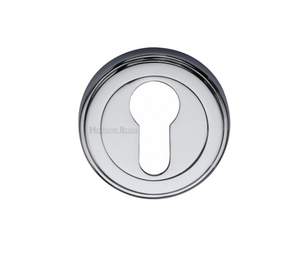 Heritage Brass Euro Profile Key Escutcheon, Polished Chrome