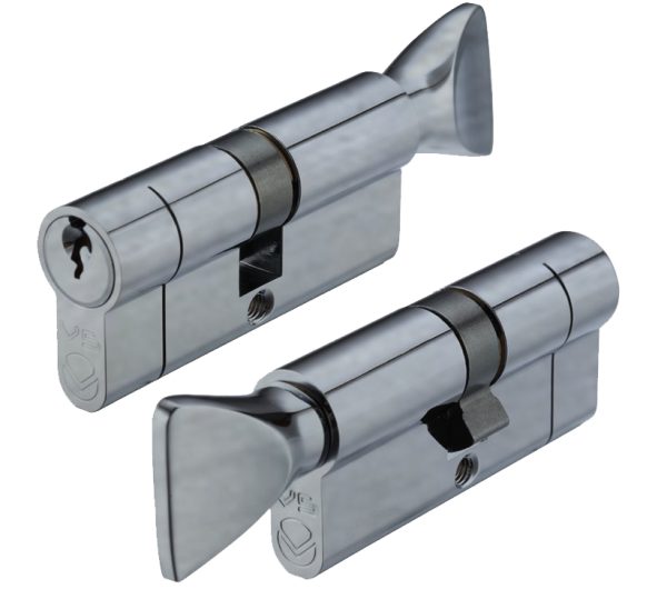 Precision Euro Profile Cylinder & Turn (Various Sizes), Satin Chrome