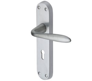 Heritage Brass Sutton Satin Chrome Door Handles (Sold In Pairs)