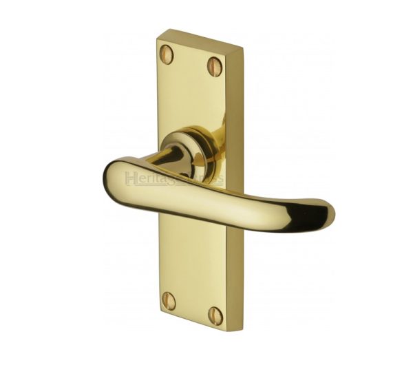 Heritage Brass Windsor Short Polished Brass Door Handles (Sold In Pairs)