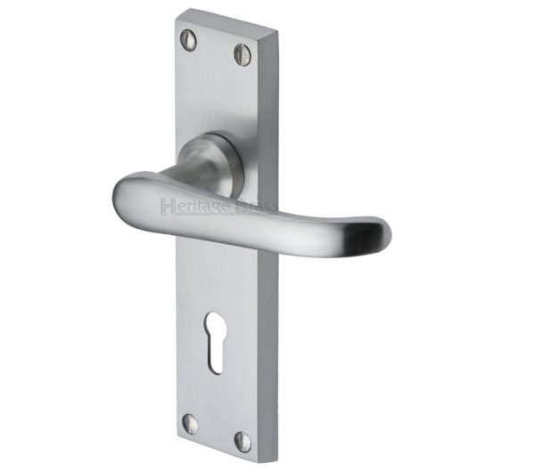 Heritage Brass Windsor Satin Chrome Door Handles (Sold In Pairs)