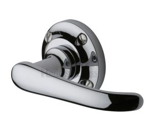 Heritage Brass Windsor Door Handles On Round Rose, Polished Chrome (Sold In Pairs)