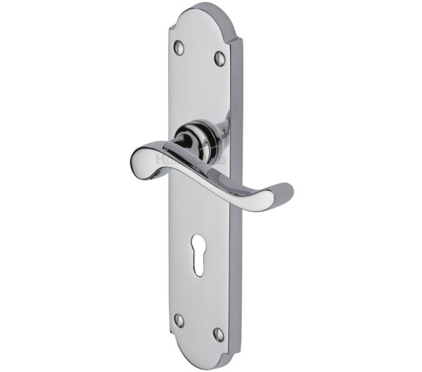 Heritage Brass Savoy Long Polished Chrome Door Handles (Sold In Pairs)