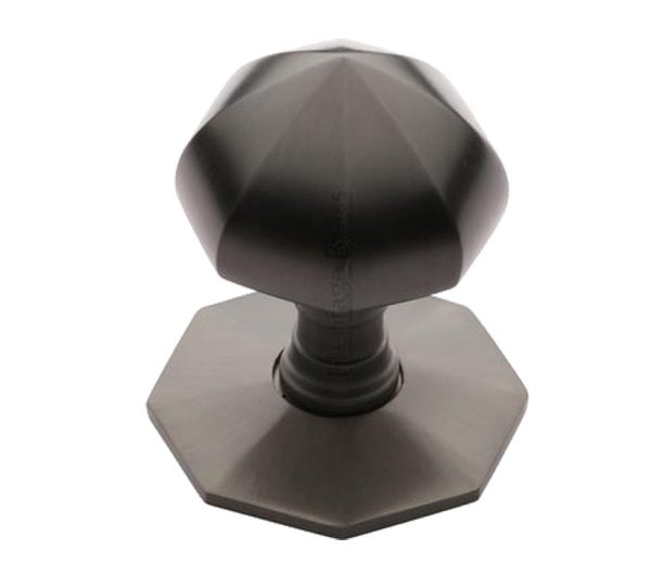 Heritage Brass Faceted Centre Door Knob, Matt Bronze