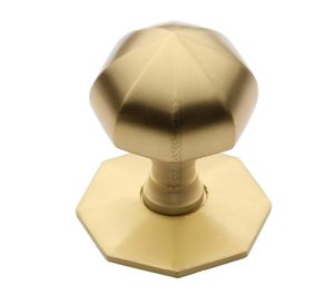 Heritage Brass Faceted Centre Door Knob, Satin Brass