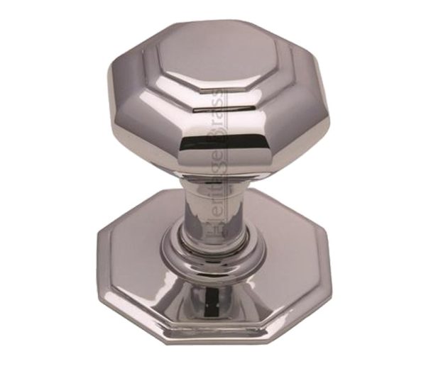 Heritage Brass Octagonal Tiered Centre Door Knob, Polished Chrome