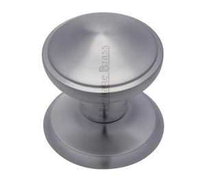 Heritage Brass Round Centre Door Knob, Satin Chrome