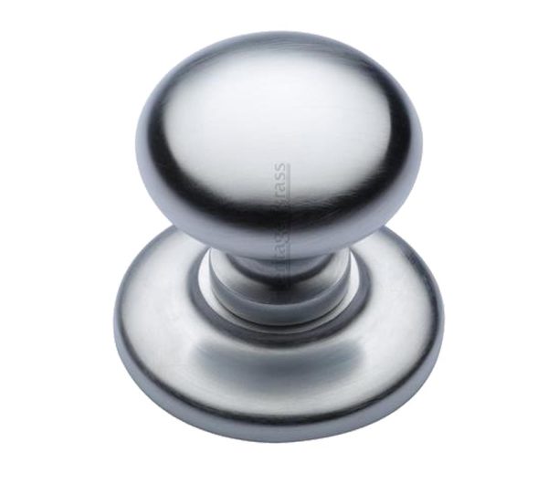 Heritage Brass Round Centre Door Knob, Satin Chrome