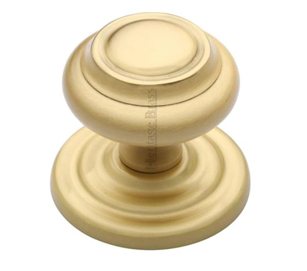 Heritage Brass Round Centre Door Knob, Satin Brass