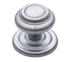 Heritage Brass Round Centre Door Knob, Satin Chrome