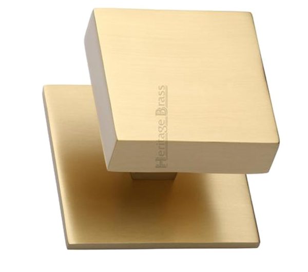 Heritage Brass Square Centre Door Knob, Satin Brass