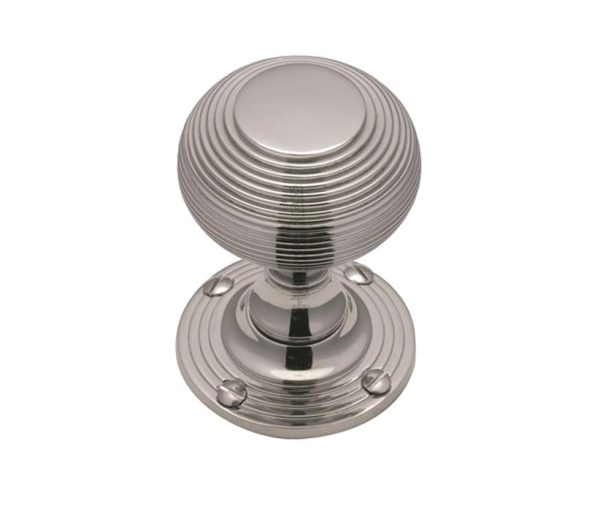 Heritage Brass Reeded Mortice Door Knobs, Polished Chrome (Sold In Pairs)