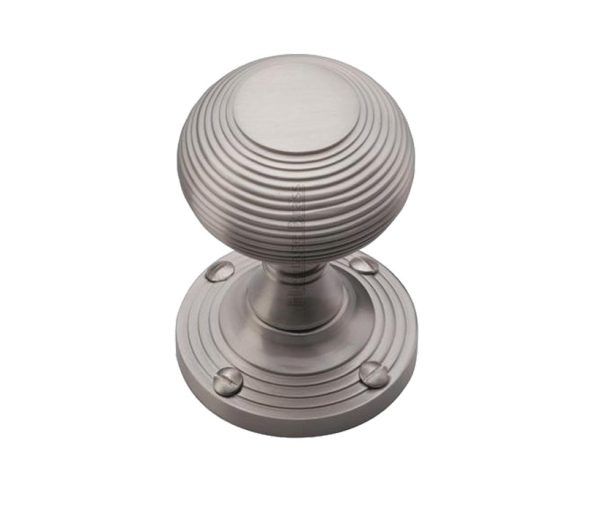 Heritage Brass Reeded Mortice Door Knobs, Satin Nickel (Sold In Pairs)