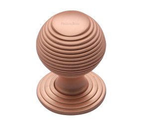 Heritage Brass Reeded Cabinet Knob, Satin Rose Gold