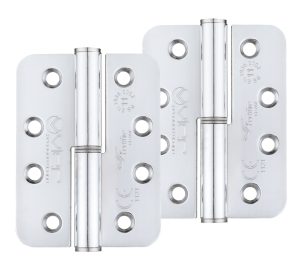 Zoo Hardware Vier Precision 4 Inch Grade 11 Radius Edge Lift-Off Hinge, Polished Chrome (Sold In Pairs)