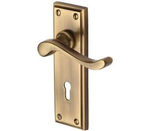 Heritage Brass Edwardian Antique Brass Door Handles (Sold In Pairs)