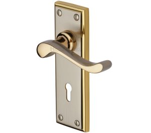 Heritage Brass Edwardian Jupiter Finish Satin Nickel With Gold Edge Handles (Sold In Pairs)