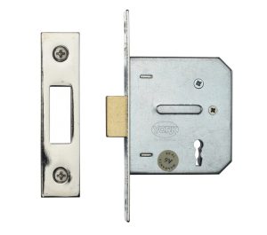 Heritage Brass 3 Lever Dead Locks, Satin Chrome / Satin Nickel