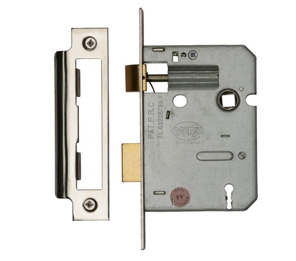 Heritage Brass 3 Lever Sash Locks (Bolt Through), Satin Nickel / Satin Chrome -