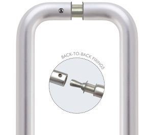 Zoo Hardware Architectural Aluminium Back To Back Pull Handles (19Mm Or 22Mm Bar Diameter), Satin Aluminium