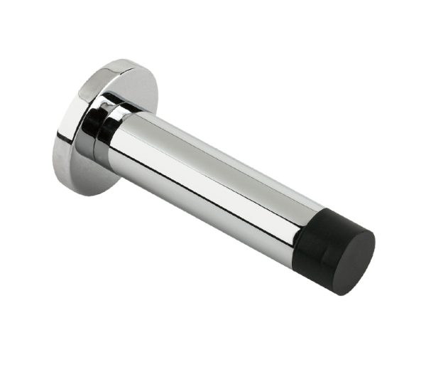 Zoo Hardware Cylinder Door Stop With Rose (70Mm), Polished Chrome