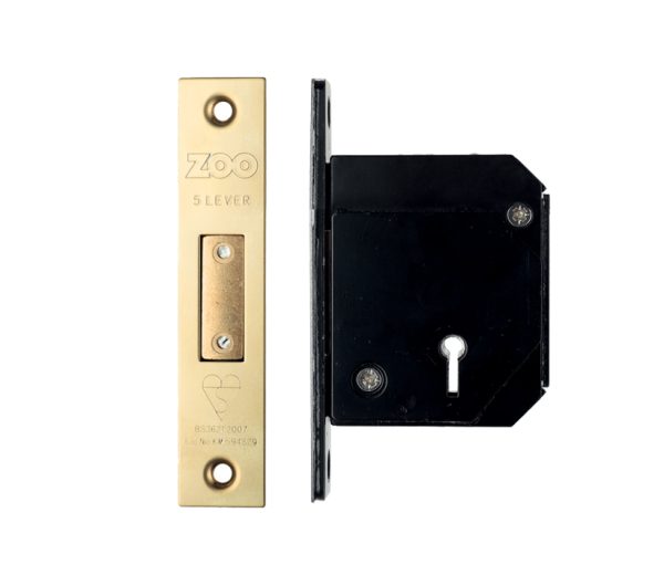 Zoo Hardware British Standard 5 Lever Chubb Retro-Fit Dead Lock (67Mm Or 80Mm), Pvd Stainless Brass