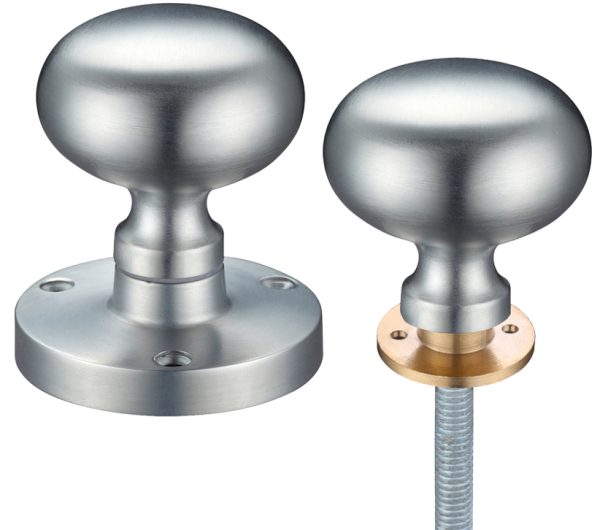 Zoo Hardware Contract Mushroom Rim Door Knobs, Satin Chrome (Sold In Pairs)