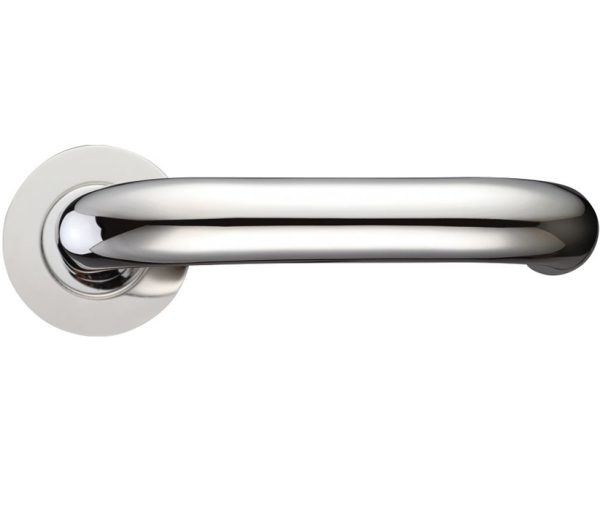 Zoo Hardware Zcs Architectural Rtd Lever On Round Rose, Polished Stainless Steel (Sold In Pairs)