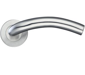 Zoo Hardware Zcs2 Contract Arched Lever On Round Rose, Satin Stainless Steel (Sold In Pairs)