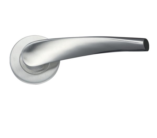 Zoo Hardware Zcs2 Contract Curved Lever On Round Rose, Satin Stainless Steel (Sold In Pairs)