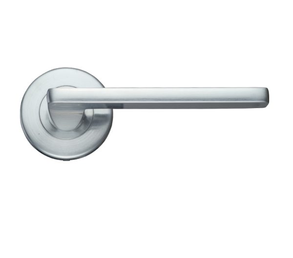 Zoo Hardware Stanza Leon Contract Lever On Round Rose, Satin Chrome (Sold In Pairs)