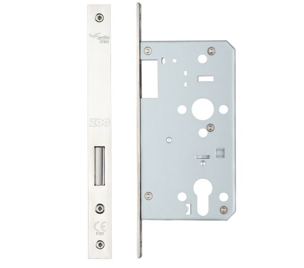 72mm c/c DIN Dead Lock (Square Or Radius Profile), Polished Stainless Steel