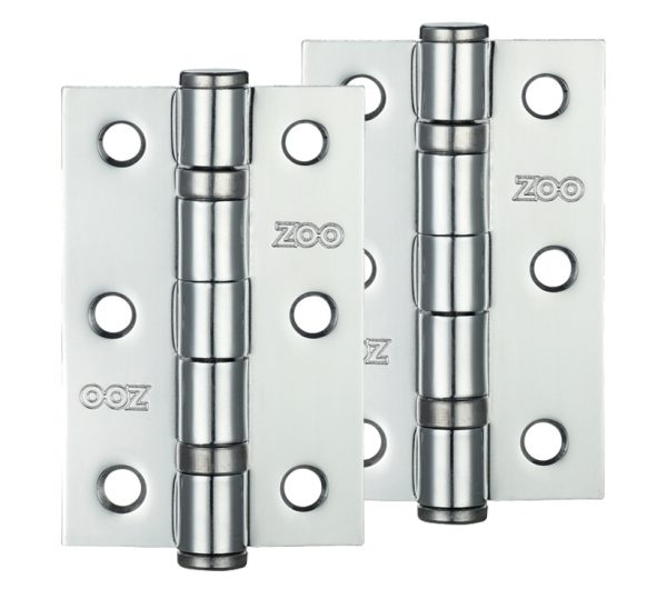 Zoo Hardware 3 Inch Steel Ball Bearing Door Hinges, Polished Chrome (Sold In Pairs)