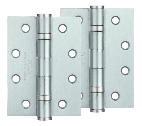 Zoo Hardware 4 Inch Steel Ball Bearing Door Hinges, Satin Chrome (Sold In Pairs)