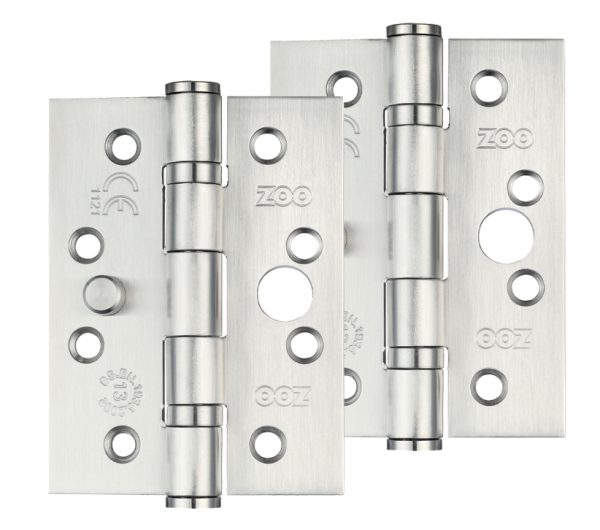 Zoo Hardware 4 Inch Grade 201 Dog Bolt Or Security Door Hinge, Satin Stainless Steel (Sold In Pairs)