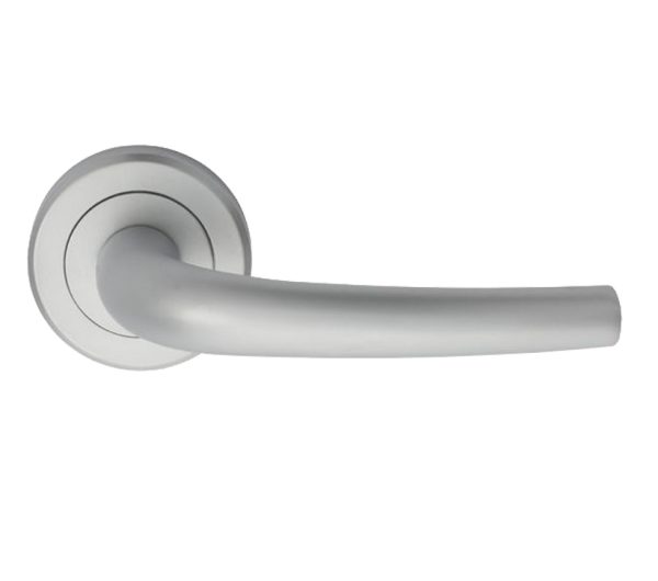 Serozzetta Classic Door Handles On Round Rose, Satin Chrome (Sold In Pairs)