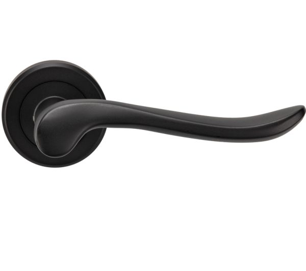 Serozzetta Verdun Door Handles On Round Rose, Matt Black - (Sold In Pairs)