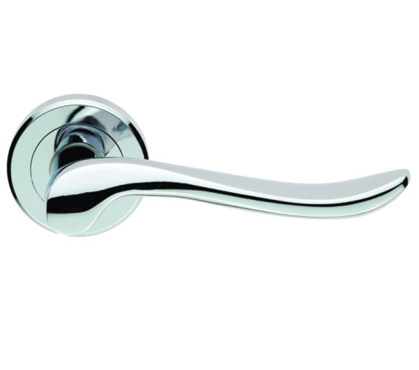 Serozzetta Verdun Door Handles On Round Rose, Polished Chrome - (Sold In Pairs)