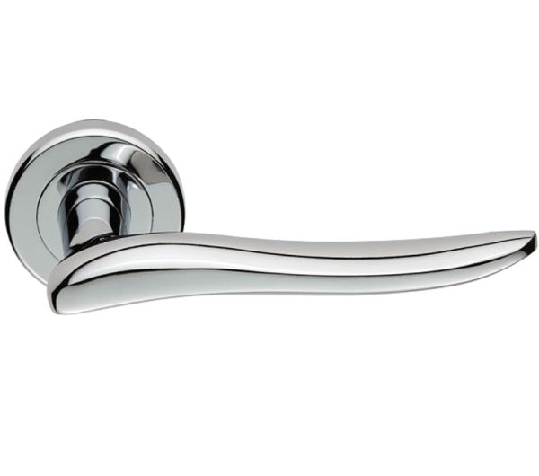 Serozzetta Marissa Door Handles On Round Rose, Polished Chrome (sold in pairs)