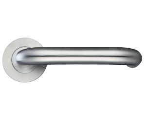 Zoo Hardware Zps Rtd Lever On Round Rose, Satin Stainless Steel (Sold In Pairs)