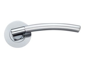 Zoo Hardware Stanza Amalfi Lever On Round Rose, Dual Finish Satin Chrome & Polished Chrome (Sold In Pairs)